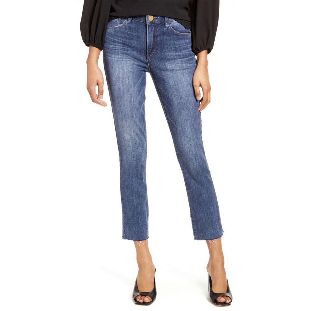 Wit & Wisdom size 12 ‘Ab’ Solution high waist raw hem skinny crop blue jeans